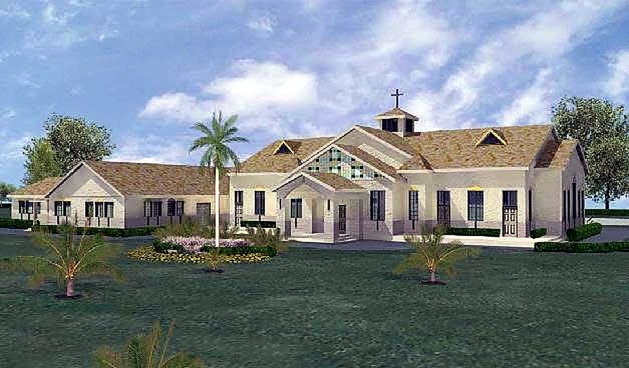 Architectural design-build rendering for church construction project by Brunt & Company