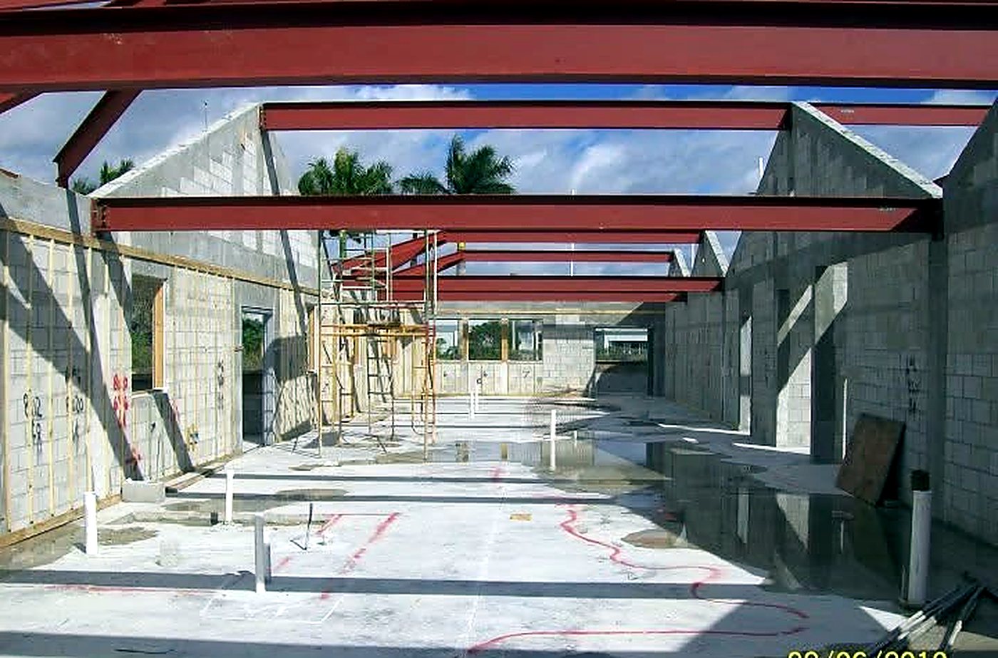 Structural steel framing during ground-up church construction by Brunt & Company